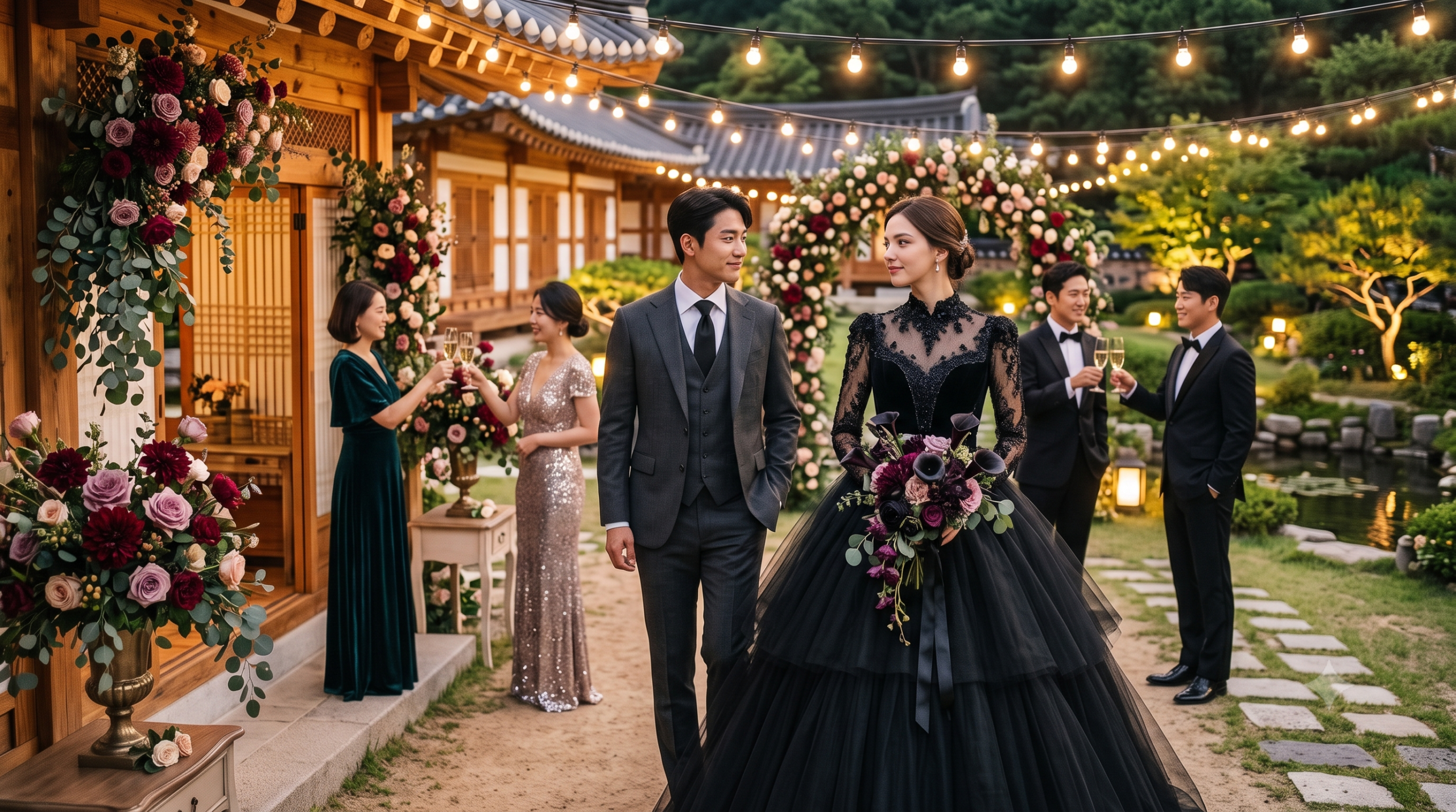 La Belleza Del Vestido de Novia Negro Para La Fiesta de Bodas